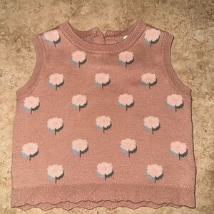 H&M Pink Sleeveless Kids Sweater with Floral Design